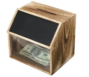 Custom Solid Wood Locking Suggestion Box with Chalkboard and Lock, Tip Jar Donation Box Ballot Box