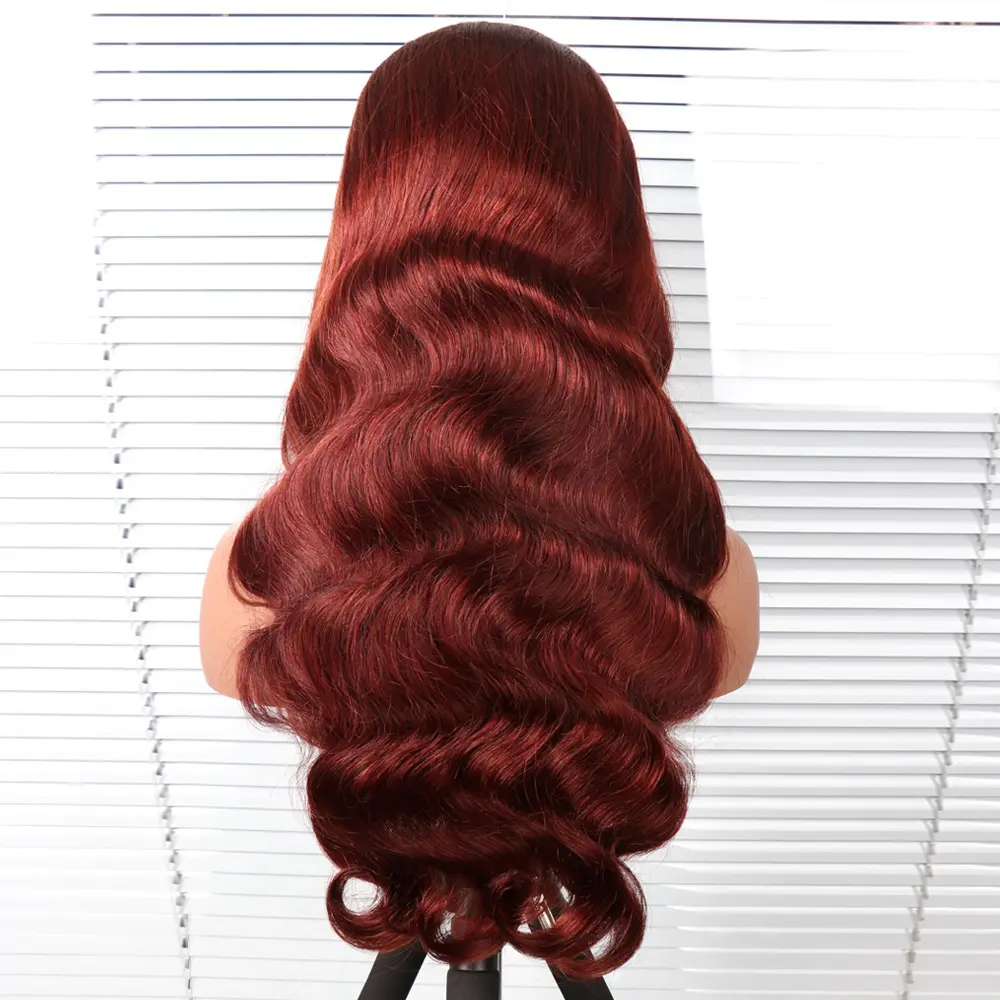 Wig renda depan gelombang tubuh 33 warna murah 13x4 Wig rambut manusia renda depan transparan telah ditanami Brasil untuk WANITA HITAM