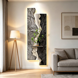 3D Sandstone <strong>Wall</strong> Mural with LED Light and Vase Sandstone <strong>Wall</strong> Art Painting Luxury Luminous <strong>Wall</strong> <strong>Hanging</strong> <strong>Decor</strong> for Living Room - Product Image 2