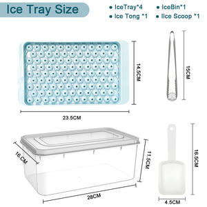 Vente en gros de 104x4 moules à glaçons en forme de boule miniature en plastique sans BPA avec couvercle, <span class=keywords><strong>pelle</strong></span> et pince - Product Image 2