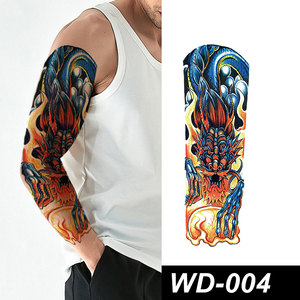Pegatinas de tatuaje temporal a prueba de agua para <span class=keywords><strong>hombre</strong></span>, calcomanías negras de manga de brazo grande, <span class=keywords><strong>sexy</strong></span>, con pulverizador de brazo completo, Calaveras, venta al por mayor de fábrica - Product Image 1