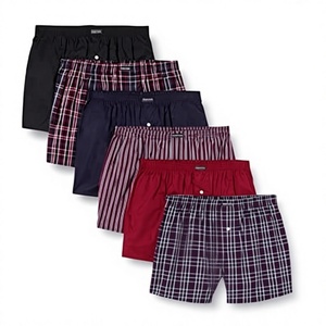 Mens Pure Cotton Plaid <b>Boxer</b> Briefs Mid Rise Breathable Knitted Underwear Soft Comfortable Stretch Daily Wear <b>Shorts</b> - Product Image 3