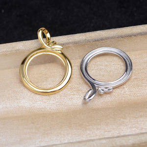 Support de pendentif vide en argent S925, accessoire de bricolage pour bijoux en perles, 15,8-16 mm, composants de bijoux en forme de pomme-cheval - Product Image 3