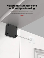 Ferme-porte silencieux en plastique avec câble réglable, design contemporain sans perçage, pour salon et mobilier domestique