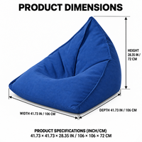 Fauteuil pouf en coton et lin avec rembourrage en billes EPP écologiques, dossier haut, pour salon, chambre et home cinéma (pour adultes)