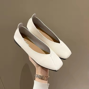 Women's PU Leather Flat <b>Shoes</b> Square Toe Ladies Walking Flats Girls' <b>Soft</b> Slip-On Autumn Summer Spring Breathable Ballet Flat - Product Image 5