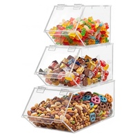 Boîte de présentation à 3 niveaux en acrylique poli haute clarté – Distributeur empilable de bonbons et de noix pour bureau et salle de pause