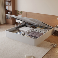 Lit flottant moderne et minimaliste en fer forgé, réglable, sans tête de lit, avec rangement haute capacité pour petits appartements