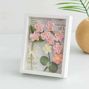 Cadre de fleurs au crochet fini, fait main en laine, décoration de bureau, fleurs persistantes, mignonnes et éternelles, pour la Fête des Enseignants, la Saint-Valentin, Thanksgiving - Product Image 6