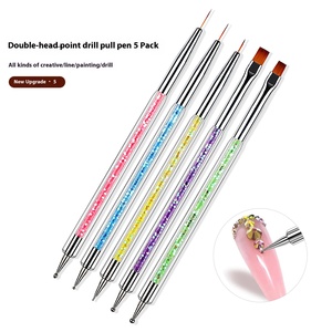 Juego de 5 Herramientas de Alta Calidad para Decoración de Uñas de Cristal, Incluye Bolígrafo de Puntos y Bolígrafos de Nylon de Colores, Bolígrafo de Plástico para Decoración de Uñas - Product Image 2