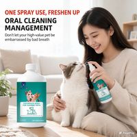 Spray anti-plaque et anti-tartre pour animaux de compagnie à la menthe et au thé vert OEM/ODM, à base d'extrait de chrysanthème CPC, apaise les gencives enflées et irritées