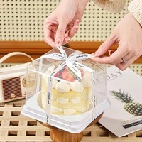 Boîte d'emballage carrée transparente jetable de 4 pouces pour gâteau, mousse au fromage et fraises