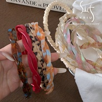 Headband Akrilik Gaya Prancis Desain Silang Terpilin Korea High-end Buatan Tangan Wanita Terinspirasi Vintage dengan Gigi Pengunci