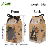 2024 vente en gros Halloween boîte à bonbons verticale boîte à biscuits bonbons au chocolat boîte en papier Kraft avec fenêtre transparente