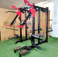 Machine de musculation multifonctionnelle tout-en-un : Smith Machine, Crossover, Power Rack, Squat Machine, équipement de fitness avec deux blocs de poids