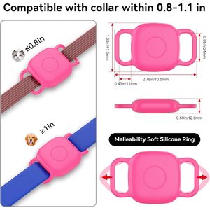 Soporte Impermeable para Collar de Perro Compatible con Life360 Tile Mate Tracker, Paquete de 2 Fundas de Silicona Duraderas, Color Rosa Neón, Accesorio Antipérdida - Product Image 5
