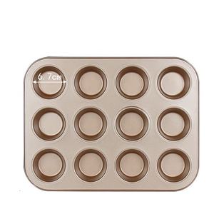 Bandeja para hornear magdalenas de 12 agujeros, herramientas para hornear pasteles, bandeja para hornear galletas redondas negras para cocina, molde DIY para hornear magdalenas - Product Image 3