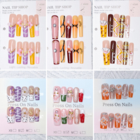 Faux ongles longs en amande à presser, les plus vendus, avec fleurs 3D en acrylique, couverture complète, vente en gros pour mariages et fiançailles