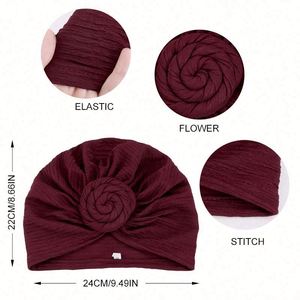 Venta al por mayor de turbantes africanos RTS para mujer, pañuelos para la cabeza anudados y pre-atados, gorros de poliéster de color sólido, pañuelos multifuncionales para exteriores. - Product Image 4