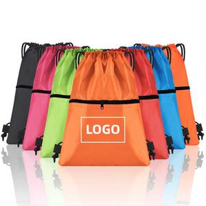 Super Quality Custom Printed Logo Polyester Draw String Backpack Promotional Shopping <b>Bags</b> <b>Drawstring</b> <b>Bag</b> With Zipper Pocket - Product Image 3