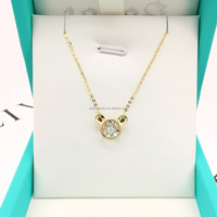 Collier à pendentif ours en or véritable, chaîne en or jaune, perle naturelle de danse, vente en gros, bijoux 100%, 18k