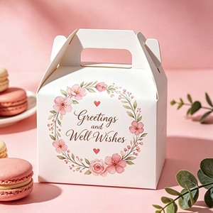 Scatola di Carta con Manico per Confezionamento Dolci e Cupcake, Elegante <span class=keywords><strong>Rosa</strong></span> con Logo Personalizzato, Vendita all'Ingrosso - Product Image 1
