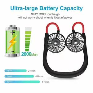 <b>Neck</b> Fan With USB Rechargeable LED <b>Lights</b> Mini Silent Foldable Portable Wearable Fan For Sports Outdoor Use - Product Image 3