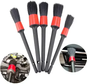 ANSITOOL Set Kuas Detailing Cuci Mobil 5 Buah Warna Hitam+Merah Gagang Panjang Bulu Plastik Nylon untuk Pembersihan Efektif - Product Image 5