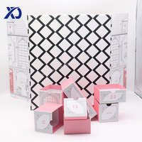 Boîte de calendrier de l'avent de Noël en papier de beauté personnalisé de 30 jours impression en relief pour mini emballage de crème de parfum pour les soins du visage