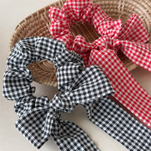 Nouveau Style filles mode Premium nœud papillon élastique femmes délicat Plaid à carreaux <span class=keywords><strong>tissu</strong></span> arc amovible chouchous - Product Image 6