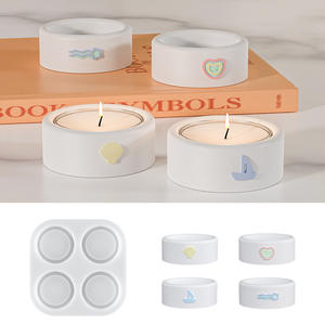 ชุดเชิงเทียนรุ้ง DIY จำนวนสี่ชิ้น เชิงเทียนทรงกลมทำจากหินหล่อเชื่อมต่อกัน พร้อมแม่พิมพ์ซิลิโคน - Product Image 4