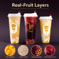 Gobelets en plastique PP jetables scellables en forme de U de 90 mm de diamètre avec logo personnalisé pour jus, bubble tea et boba