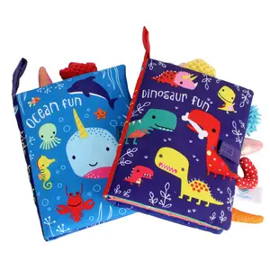 공룡 바다 농장 정글 꼬리 동물 이야기 책 아기 부드러운 아기 장난감을위한 패브릭 천 책