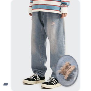 Nouveau Jean <span class=keywords><strong>Homme</strong></span> OEM <span class=keywords><strong>Pas</strong></span> <span class=keywords><strong>Cher</strong></span> Coupe Longue Slim Style Rock and Roll Effet Usé et Déchiré Vintage Ample - Product Image 2