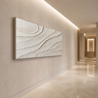 Peinture murale texturée à la main 60x120cm, art mural minimaliste, peinture à l'huile sur toile, paysage marin en relief, encadrée, décoration intérieure