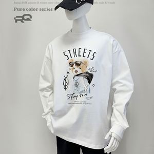 Camiseta de Manga Larga con Estampado Animal, Estilo Casual para Hombre, Nueva, Marca Americana, 100% Algodón, Otoño, Anti-Pilling, para Adolescentes - Product Image 1