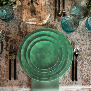 Platos de Cena de Mármol Verde, <span class=keywords><strong>Vajilla</strong></span> de Porcelana con Textura Cerámica, Apta para Lavavajillas, para Bodas y Fiestas - Product Image 2