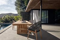 Ensemble de salle à manger d'extérieur en teck pour jardin et patio, comprenant table et chaises