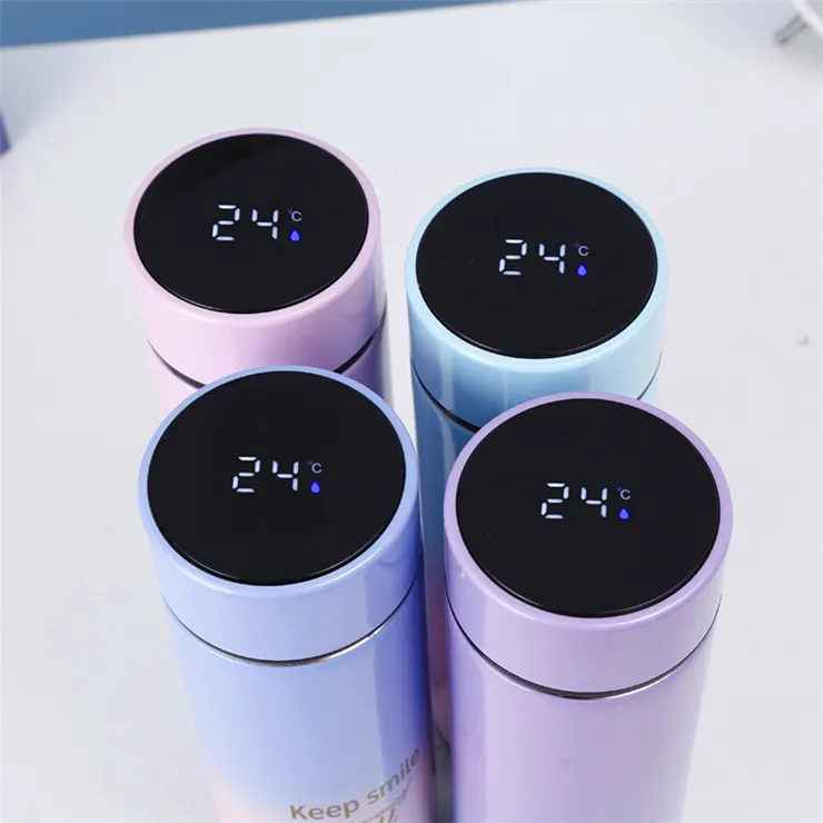 Double Digital Vacuum Insulation 500ml Thermo Tumbler Stainless Steel Smart Water Bottle with LED Temperature Display