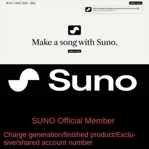 Suscripción de miembro Sunoai <span class=keywords><strong>Suno</strong></span> AI recarga cuenta exclusiva soporte de generación de música último sistema operativo V4 Internet Stock - Product Image 1