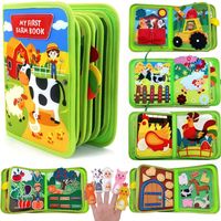 Livre d'activités Montessori en feutre pour tout-petits, motif animaux de la ferme (vache laitière et pâturage), pour l'éducation précoce, vente en gros
