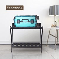 Luggage Rack Thickened Style Bamboo Folding Luggage Rack Suitcase Stand Bamboo Luggage Stand Black