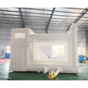 Château gonflable blanc certifié CE en PVC, château gonflable avec toboggan et fosse à balles pour mariage en plein air - Product Image 4