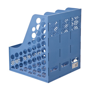 Comix <b>File</b> Holder B2173 Three Compartments Plastic Office <b>Storage</b> Rack Blue Gray Black - Product Image 3
