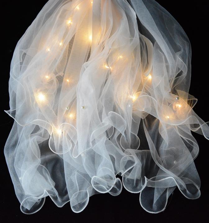 Детская вуаль для взрослых, размеры, светодио дный бант, аксессуары для волос невесты, вуаль для маленьких девочек, оптовая продажа