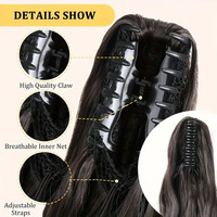 Extension de cheveux synthétique Fujia à pince, queue de cheval de 20 pouces, longue, ondulée, bouclée et à ondulations naturelles, COULEUR MIXTE