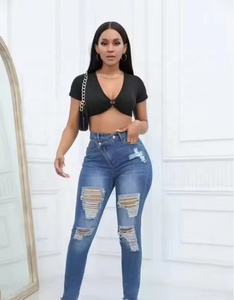 Nuovi <span class=keywords><strong>Jeans</strong></span> Trendy da <span class=keywords><strong>Donna</strong></span> a Vita Media, Stile Casual Streetwear con Look Denim Sbiadito e Strappato, Adatti per Stili Autunnali e Invernali. - Product Image 5