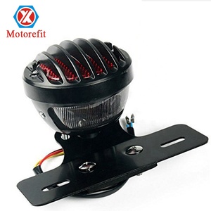Luz Trasera Redonda de Metal Negra <span class=keywords><strong>para</strong></span> Motocicleta RTS con Soporte <span class=keywords><strong>para</strong></span> Placa de Matrícula - Product Image 1
