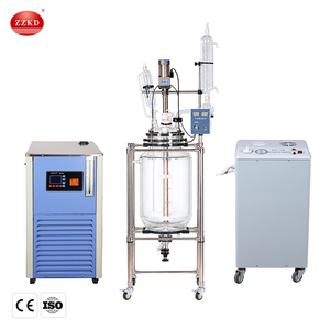 Stirring Mixing Agitated tank Glass Reactor With Double Receiving Flask - Product Image 1