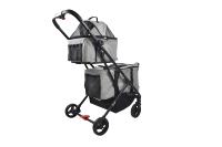 Poussette double pliable à une main en aluminium léger pour animaux de compagnie, 4 roues, pour petits chiens, capacité 20 kg, vente en gros